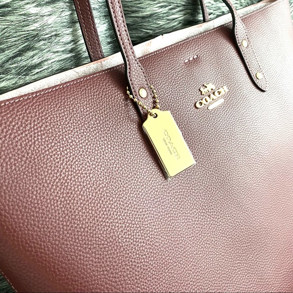 NWT authentic COACH leather tote wine - Picture 4 of 9
